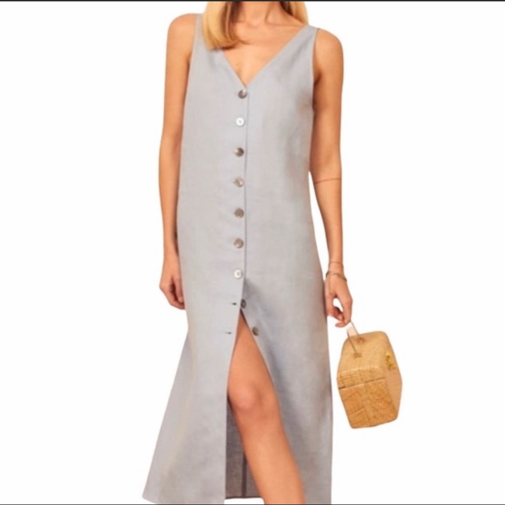 NEW Reformation Linen Sleeveless Cliff Dress
